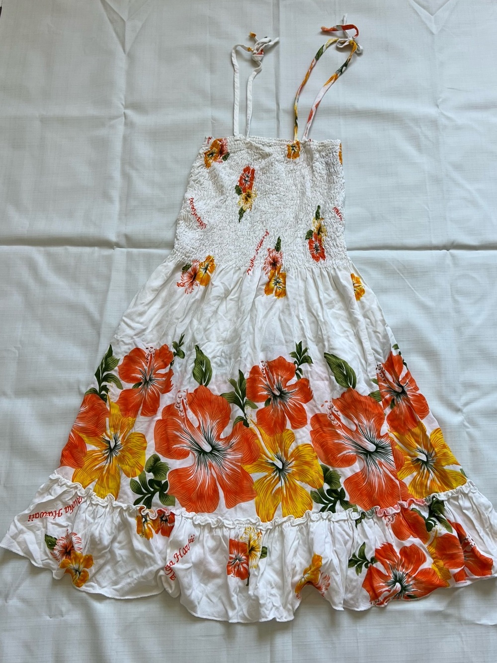 ALOHAS White Mini Dress with Orange & Yellow Floral Print